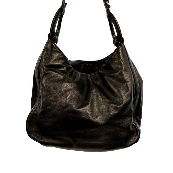 RALPH LAUREN Purple Label Nappa Stirrup Hobo Bag • black leather, silver - Picture 6 of 15